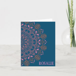 Carte De Remerciements Médaillon Boho Mandala moderne en Turquoise Person
