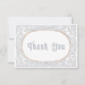 Carte De Remerciements Medieval Fantasy Blue & Gold Etching Wedding (Devant)