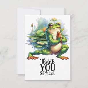 Carte De Remerciements Méditation de yoga de grenouille dans l'étang Cart