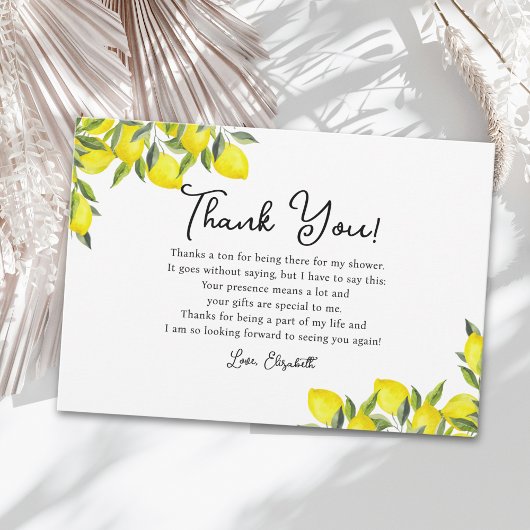 Carte De Remerciements Mediterranean Lemon Bridal Shower