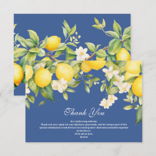 Carte De Remerciements Méditerranéen Jaune et Bleu Fête de Mariage de Cit