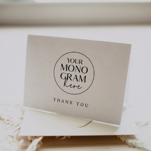 Carte De Remerciements MEGHAN Plié Monogramme Noir Blanc Simple Mariage