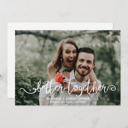 Carte De Remerciements Meilleur ensemble blanc script superposition photo (Devant / Derrière)