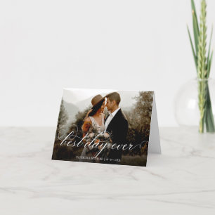 Carte De Remerciements Meilleur jour Chic Script Mariage Remerciement Pho