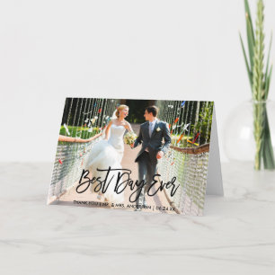 Carte De Remerciements Meilleur Jour De Modernité Mariage De Script De Br