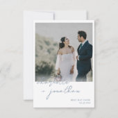 Carte De Remerciements Meilleur Jour Jamais Dusty Blue Script Mariage pho (Devant)