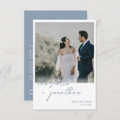 Carte De Remerciements Meilleur Jour Jamais Dusty Blue Script Mariage pho (Devant / Derrière)