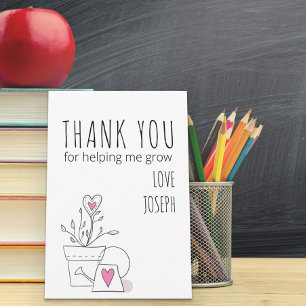Carte De Remerciements Meilleur Professeur Jamais Doodle Art Plante et Cœ