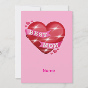 Carte De Remerciements Meilleure Maman Cœur Rouge Brillant 3D Cadeau de l