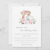 Carte De Remerciements Mélange de peinture à l'aquarelle rose recette flo (Devant)