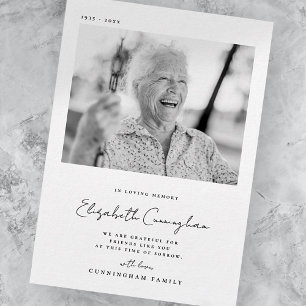 Carte De Remerciements Mémorial Amour Mémoire Élégant Simple Photo Modern