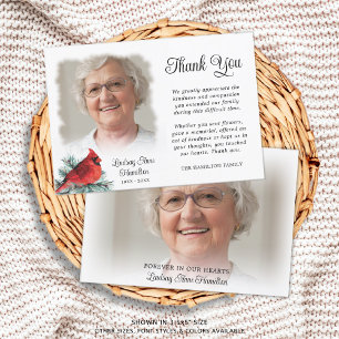 Carte De Remerciements Mémorial Cardinal Rouge À feuillage persistant 2 P