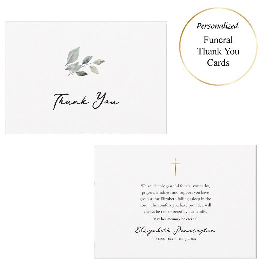 Carte De Remerciements Mémorial chrétien orthodoxe de verdure simple