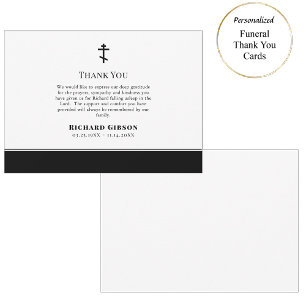 Carte De Remerciements Mémorial chrétien orthodoxe minimaliste