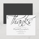 Carte De Remerciements Mémorial classique et simple de calligraphie (Devant / Derrière)