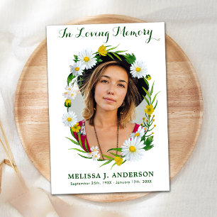 Carte De Remerciements Memorial Daisy Sympathie florale Photo Funérailles