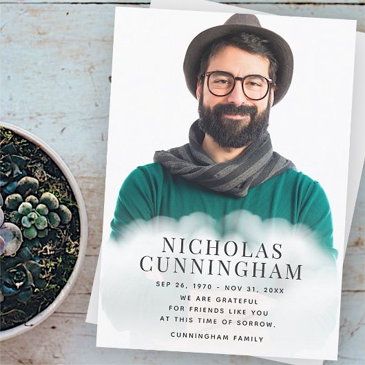 Carte De Remerciements Mémorial dans les nuages Moderne classique simple