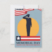Carte De Remerciements Memorial Day, drapeau des États-Unis (Devant)