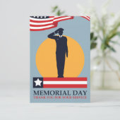 Carte De Remerciements Memorial Day, drapeau des États-Unis (Debout devant)