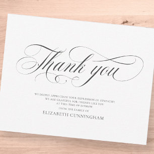 Carte De Remerciements Mémorial de calligraphie de script Cursive classiq
