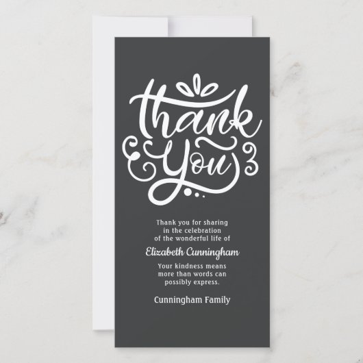 Carte De Remerciements Mémorial de calligraphie moderne cursive (Devant)