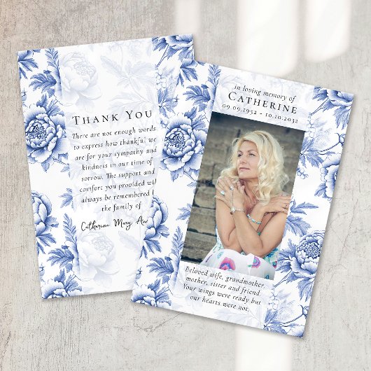 Carte De Remerciements Mémorial des funérailles de la Flore Bleue