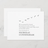 Carte De Remerciements Mémorial des oiseaux (Devant / Derrière)