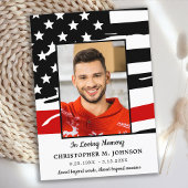 Carte De Remerciements Mémorial des pompiers funérailles ligne rouge fine