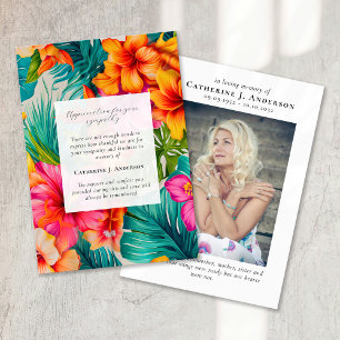 Carte De Remerciements Mémorial floral tropical Sympathy Funeral