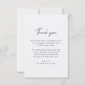 Carte De Remerciements Mémorial funéraire | Célébration de la sympathie d (Dos)