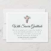 Carte De Remerciements Mémorial funéraire croix eucalyptus (Devant)