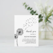 Carte De Remerciements Mémorial funéraire de Dandelions Minimalisme (Debout devant)