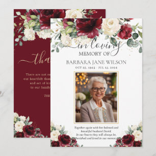 Carte De Remerciements Mémorial funéraire de la floraison blanche d'ivoir