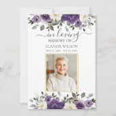 Carte De Remerciements Mémorial funéraire de la photo florale blanc foncé (Devant)