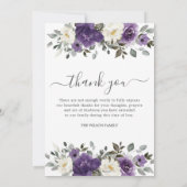 Carte De Remerciements Mémorial funéraire de la photo florale blanc foncé (Dos)