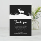Carte De Remerciements Mémorial funéraire des cerfs Noir et blanc Minimal (Debout devant)