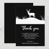 Carte De Remerciements Mémorial funéraire des cerfs Noir et blanc Minimal (Devant / Derrière)