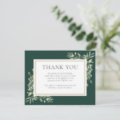 Carte De Remerciements Mémorial funéraire Emerald Gold Greenery (Debout devant)