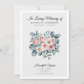 Carte De Remerciements Mémorial funéraire floral de Boho (Devant)