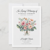 Carte De Remerciements Mémorial funéraire floral de Boho (Devant)