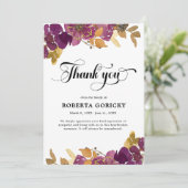 Carte De Remerciements Mémorial funéraire floral de prune violette (Debout devant)