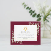 Carte De Remerciements Mémorial funéraire juif Folithe Or Star De David (Debout devant)