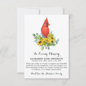 Carte De Remerciements Mémorial funéraire moderne du cardinal Sunflower (Devant)