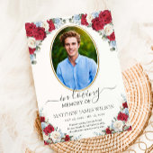 Carte De Remerciements Mémorial funéraire photo bleu bleu rouge