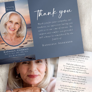 Carte De Remerciements Mémorial funéraire photo Blue Sunrise