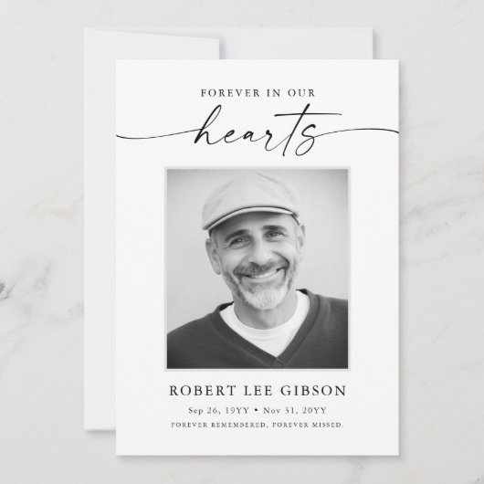 Carte De Remerciements Mémorial funéraire Pour Toujours Dans Nos Coeurs S (Devant)