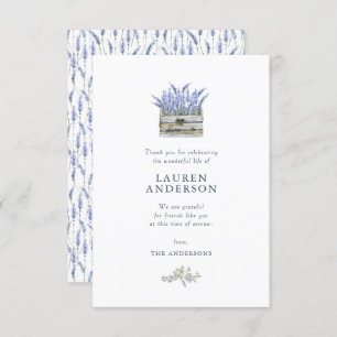 Carte De Remerciements Memorial Funeral Country Rustic Lavender Florals