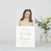Carte De Remerciements Memorial Funeral Elegant Gold Script Photo (Debout devant)