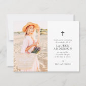 Carte De Remerciements Memorial Funeral Modern Simple Chic Cross (Devant)