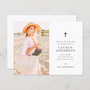 Carte De Remerciements Memorial Funeral Modern Simple Chic Cross
